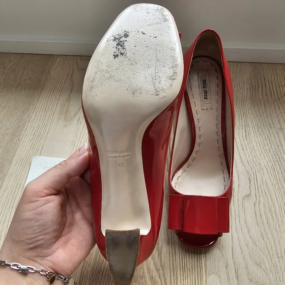 Miu Miu Red Patent Women's Shoes Size 41 - Picture 5 of 5
